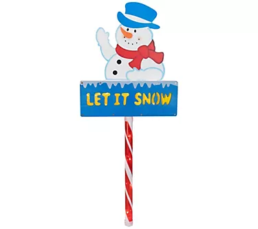 Northlight 28.5" Pre-Lit Snowman Let It Snow Lawn Stake