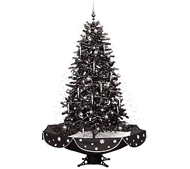 Fraser Hill Farm 75" Snowing Musical Black Christmas Tree