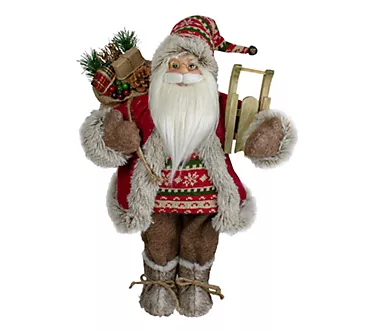 Northlight 18" Nordic Santa Christmas Figure with Sled