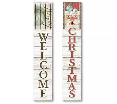 Harvest & Ho Ho Ho 7x40 Double-Sided Porch Sign