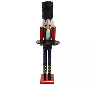 Northlight 48.25" Red and Black Butler Nutcracker with Tray