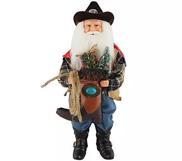 15" Cowboy w/Western Boot Stocking Santa by Santa's Workshop