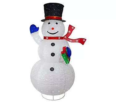 Northlight 71" LED White Iridescent Twinkling Snowman Decor