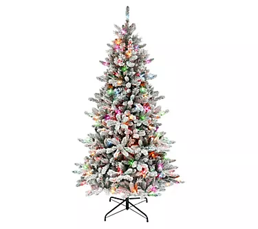 Puleo 6.5' Pre-lit Flocked Bennington Fir Tree