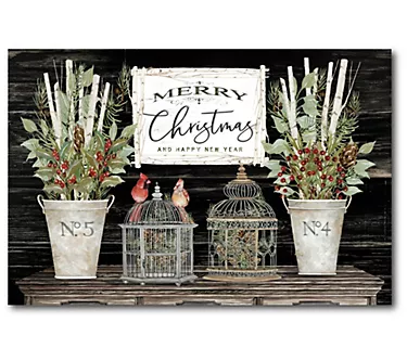 Courtside Market Merry Christmas Cardinals 18x26 Canvas