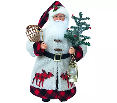 Santa's Workshop Inc. 15" Plaid Moose Santa