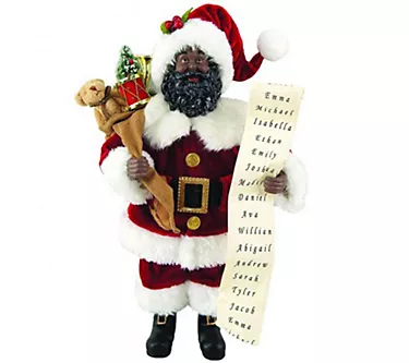 12" African American Santa with List by Santa'sWorkshop