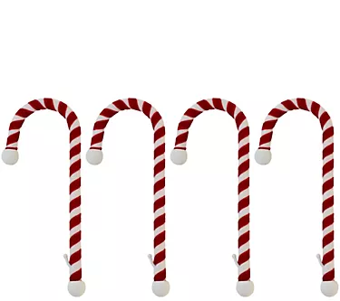 Haute Decor Set of 4 Velvet Candy Cane Stocking Holders