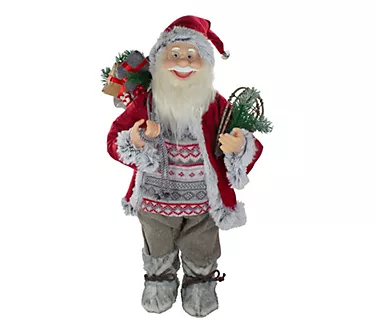 Northlight 2' Standing Santa Carrying Snow Shoes & Presents