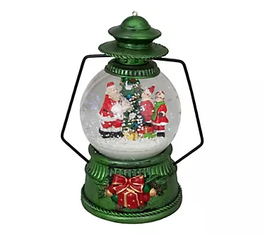 Northlight 8" Santa Claus and Kids By Tree Lantern Snow Globe