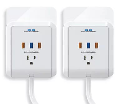Bell & Howell Set of 2 Power Outlets w/ 6 Ports & Surge Protector