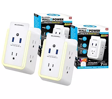 Bell & Howell 2 Pack Night Light Wall Power Hub