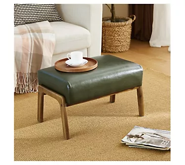 Glitzhome Mid Century Modern Leatherette AccentStool