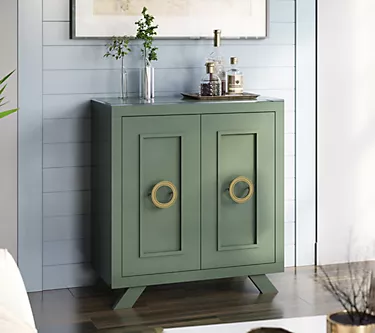 Twin Star Home Bar Cabinet with Stemware Rack