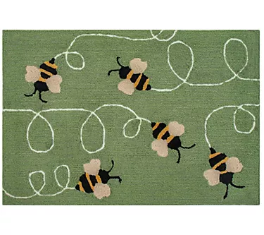 Liora Manne Frontporch Buzzy Bees In/Out Rug Green 20"x30"