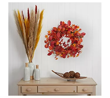 Nearly Natural 22" Japanese Maple and Berries Wreath 1 374711-nearly-natural-22-japanese-maple-and-berries-wreath-1.webp