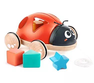 Hape Shape Sorter Pull-Along Wooden Ladybug 1 374730-hape-shape-sorter-pull-along-wooden-ladybug-1.webp