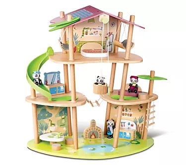 Hape: Pandas Bamboo House, 25pc Wooden & Bamboo