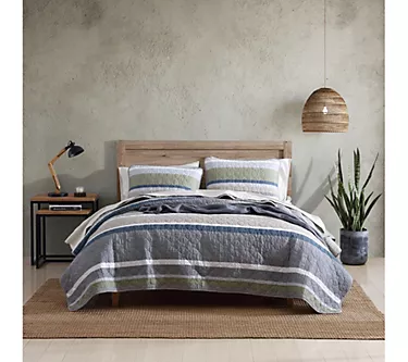 Eddie Bauer Salmon Ladder Khaki-Navy King QuiltSham Set
