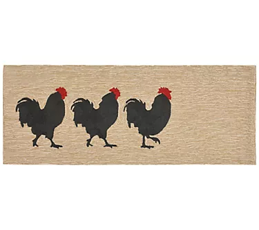 Liora Manne Frontporch Roosters In-Out Rug Neutral 24" x 60"