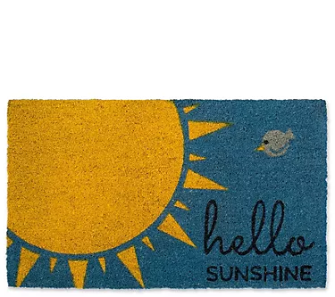 Hello Sunshine Natural Coir Doormat with Nonslip Back