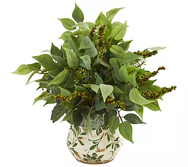 Mixed Ficus and Berries Plant in Vase by NearlyNatural
