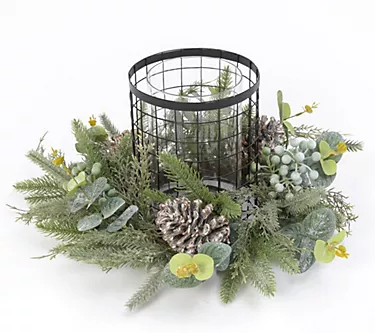 17-in L Holiday Centerpiece w/ Candle Holder by Gerson Co