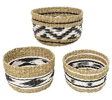 S/3 Assorted Woven Baskets by Gerson Co