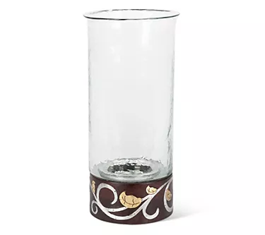 16" Mango Wood Inlay Candleholder by Gerson Co.