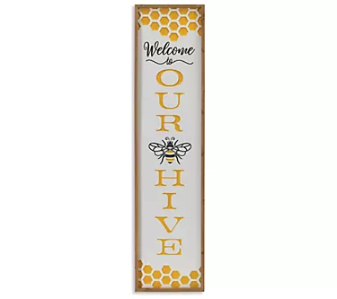 48"H Wood Engraved Bee Design Porch Sign by Gerson Co