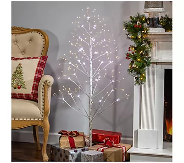 4'H White Birch Tree w/ 336 White Lights by Everlasting Glow