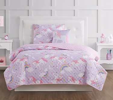 My World Rainbow Unicorn Twin 3-Piece Quilt Set