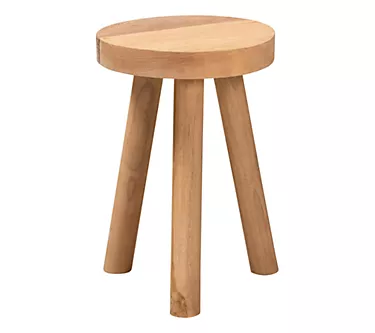 bali & pari Terah Natural Brown Teak Wood Ottoman Footstool