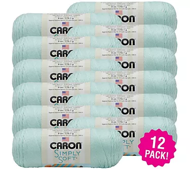 Caron Simply Soft Multipack of 12 Soft Green Solids Yarn