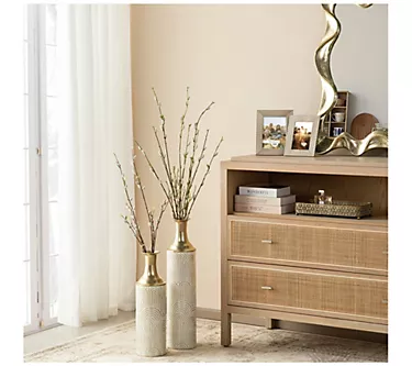 Glitzhome Modern Metal Floor Vases Set of 2