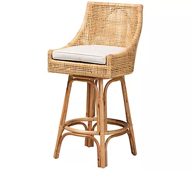 Baxton Studio Bella Natural Brown Rattan Bar St ool