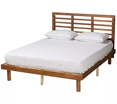 Baxton Studio Lucine Ash Walnut Wood Queen SizePlatform Bed