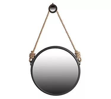 Small Round Hanging Mirror with Jute Rope by Valerie