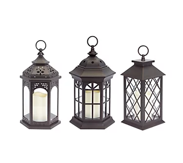 Melrose Lantern with LED Candle (Set of 3)