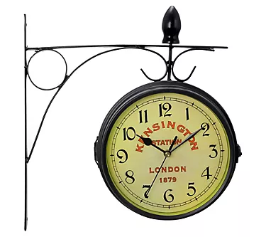 Double Sided Vintage Antique-Look Station WallClock