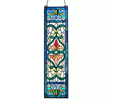 River of Goods 36"H Victorian Stained Glass Window Panel