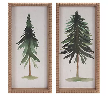 Melrose Framed Pine Tree Plaque (Set of 2)