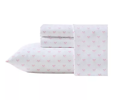 Laura Ashley Lovely Bows Pink Twin Sheet Set