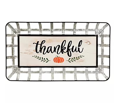 Northlight 24" Pumpkin "Thankful" Serving TraySign