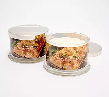 HomeWorx by Slatkin + Co. S/2 18oz Focaccia Bread Candles