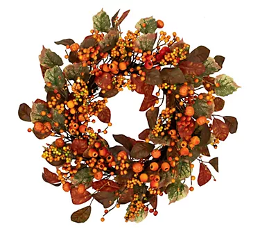Northlight Mini Gourds & Berries Harvest Wreath24" Unlit