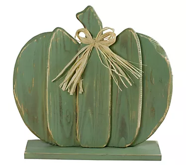 Northlight Fall Harvest Wooden Pumpkin with BowDecor 14.75"