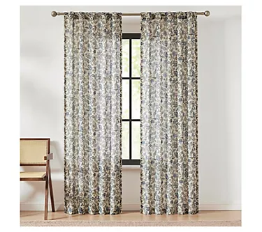 Lush Decor Lillian Block Linen Textured WindowCurtain Pair