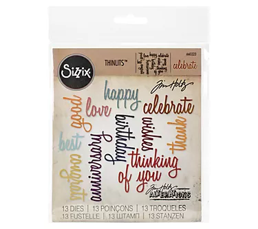 Sizzix Thinlits Celebration Sc ript Words Die Set