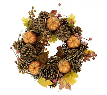 Northlight Pinecone and Pumpkin Fall Harvest Wreath 14" Unlit 1 376855-northlight-pinecone-and-pumpkin-fall-harvest-wreath-14-unlit-1.webp